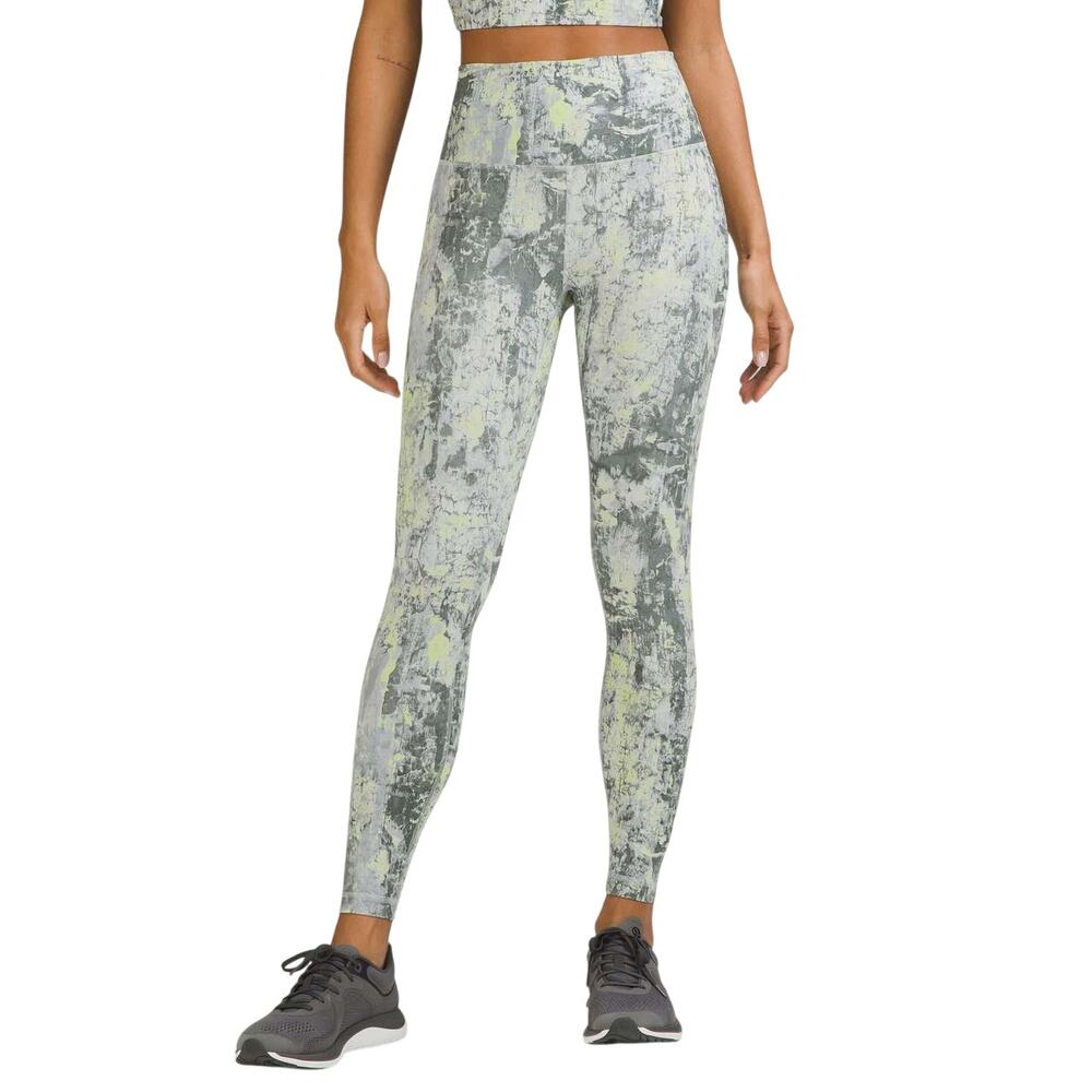 Lululemon Wunder Train High-Rise Tight Size 6 Grey Spruce Green Yellow Run Gym - Picture 1 of 7